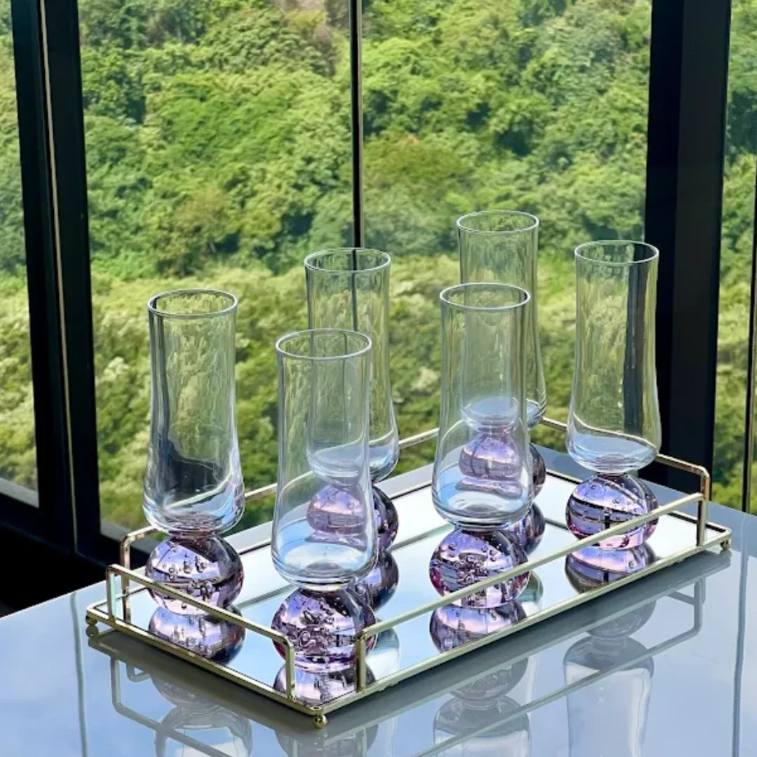 Taças Champanhe Base Esfera Transparente