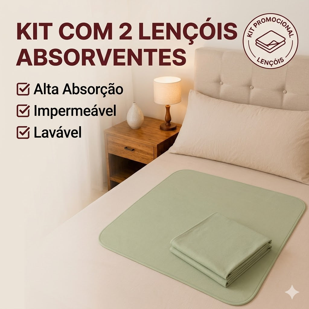 Kit com 2 Lençóis Impermeáveis Ultra Absorventes Ortho Pauher | Laváveis e Reutilizáveis